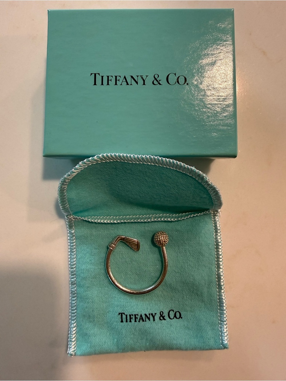 Tiffany & Co. Sterling Silver Golf Key Ring Keychain